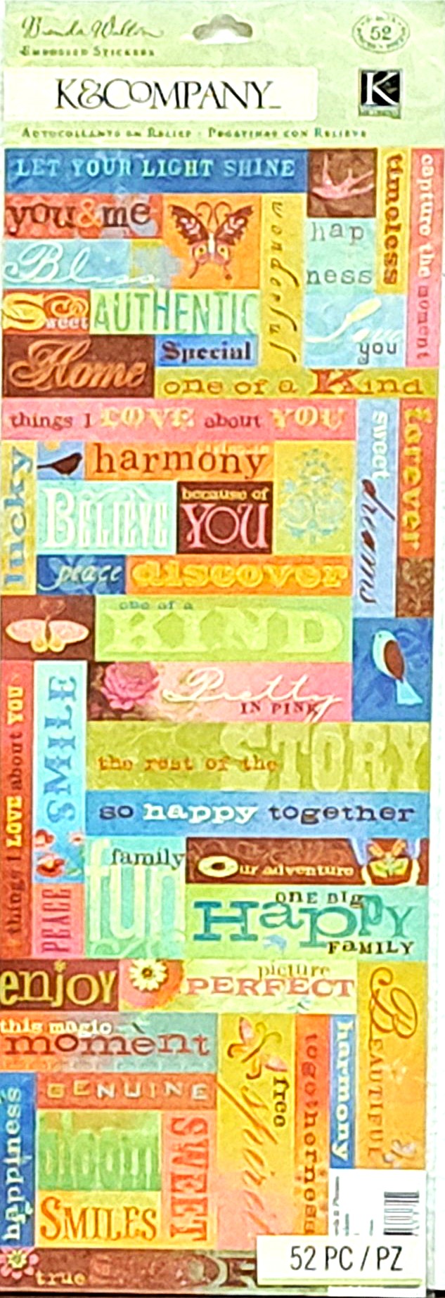 K & Company Mira Words & Phrases Embossed Stickers