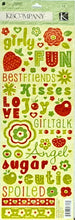 K & Company Berry Sweet Words & Icons Glittered Die-Cut Stickers