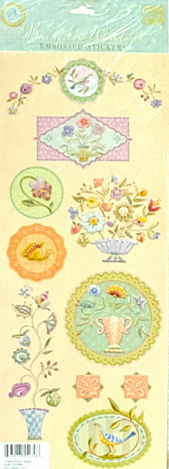 K & Company Chelsea Flower Images Embossed Stickers