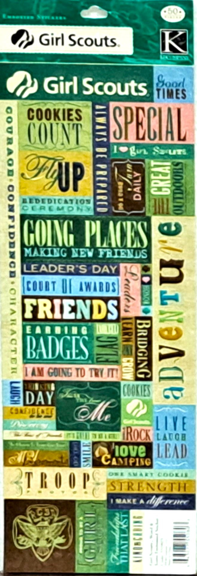 K & Company Girl Scouts Words & Icons Embossed Stickers