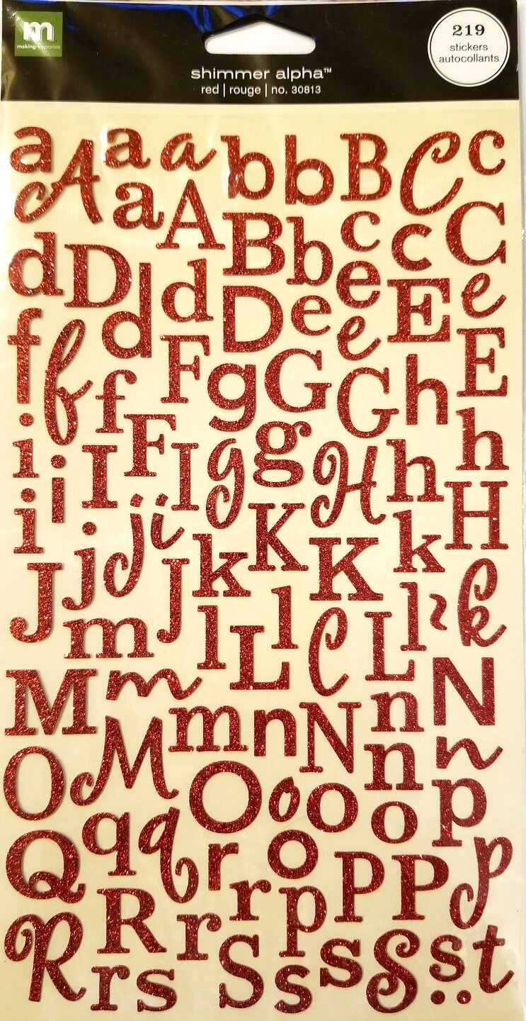 Making Memories Holiday Red Glitter Double-Sided Alphabet Stickers