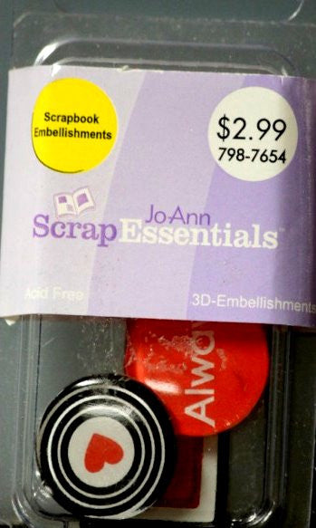 JoAnn Scrap Essentials Acrylic Love And Hearts Self-Adhesive Embellishments - SCRAPBOOKFARE