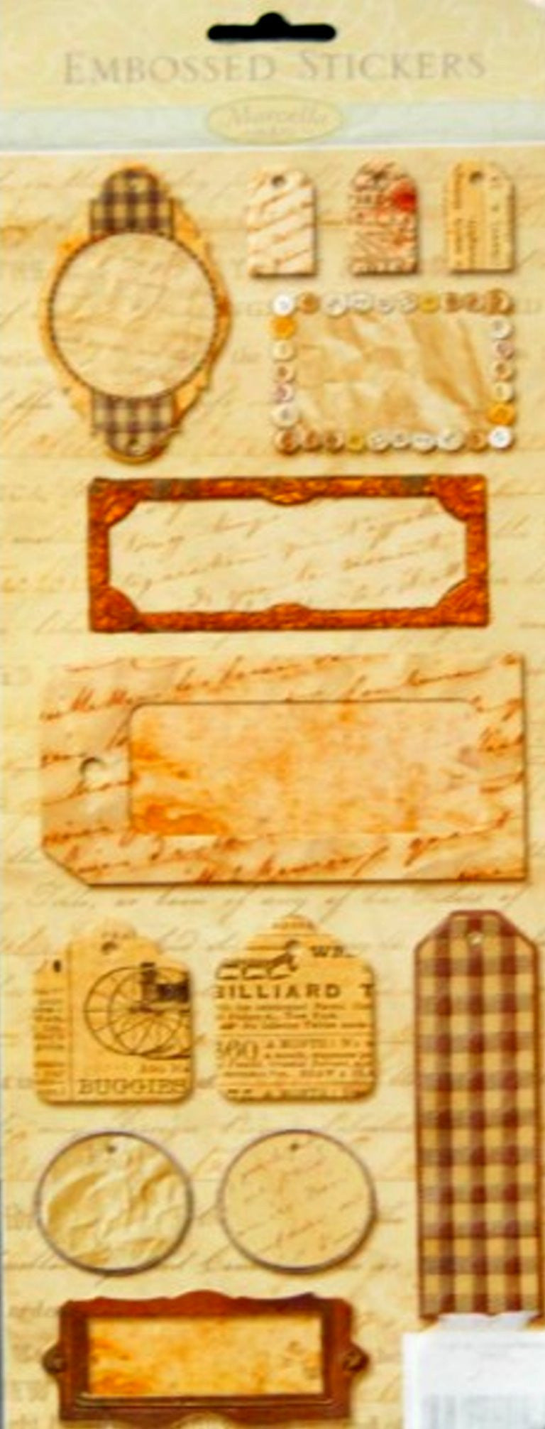 K & Company Marcella K Script Embossed Tags Stickers - SCRAPBOOKFARE