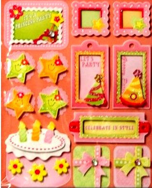 Miss Elizabeth's Happy Birthday Dimensional Stickers Embellishments - SCRAPBOOKFARE