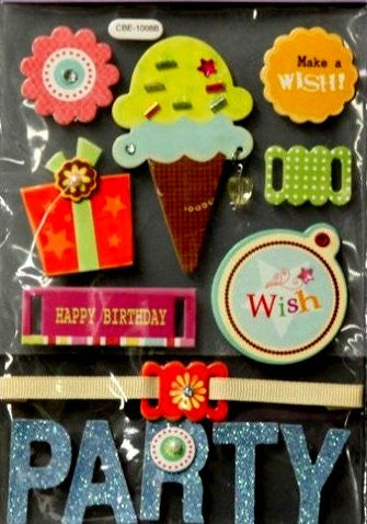 Miss Elizabeth's Premium Chipboard Birthday Dimensional Stickers Embellishments - SCRAPBOOKFARE