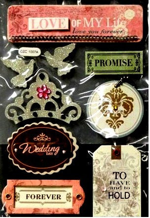 Miss Elizabeth's Premium Wedding And Love Chipboard Dimensional Stickers Embellishments - SCRAPBOOKFARE