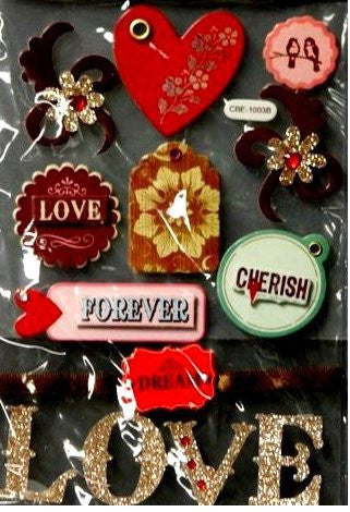 Miss Elizabeth's Premium Wedding And Love Chipboard Dimensional Stickers Embellishments - SCRAPBOOKFARE