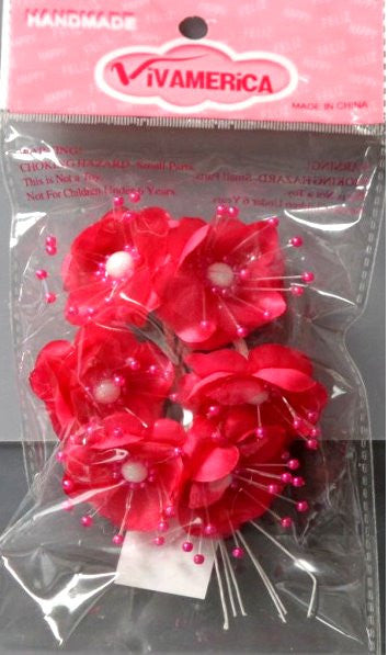 Vivamerica Hot Pink Organza & Satin Flowers Embellishments