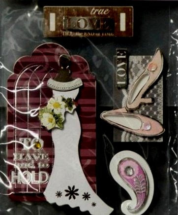 Deluxe Dimensional Bling Wedding Dress Stickers - SCRAPBOOKFARE