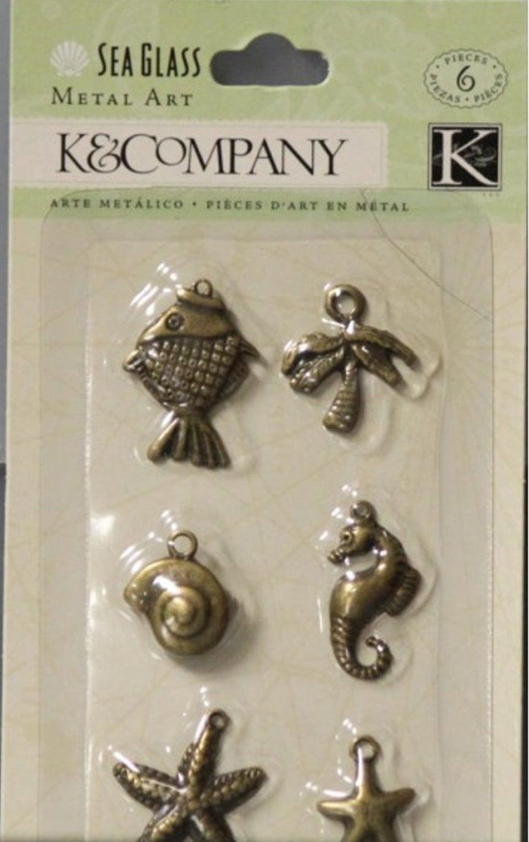 K & Company Sea Glass Metal Art Charms - SCRAPBOOKFARE