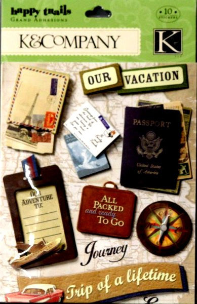 K & Company Happy Trails Our Adventure Grand Adhesions Dimensional Stickers - SCRAPBOOKFARE