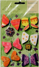 K & Company Kurio Funky Floral Butterfly Dimensional Glitter Stickers - SCRAPBOOKFARE