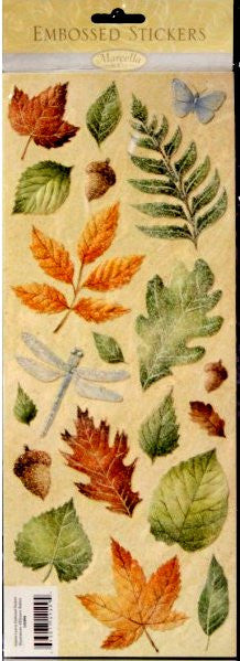 K & Company Marcella K Autumn Leaves Embossed Stickers - SCRAPBOOKFARE