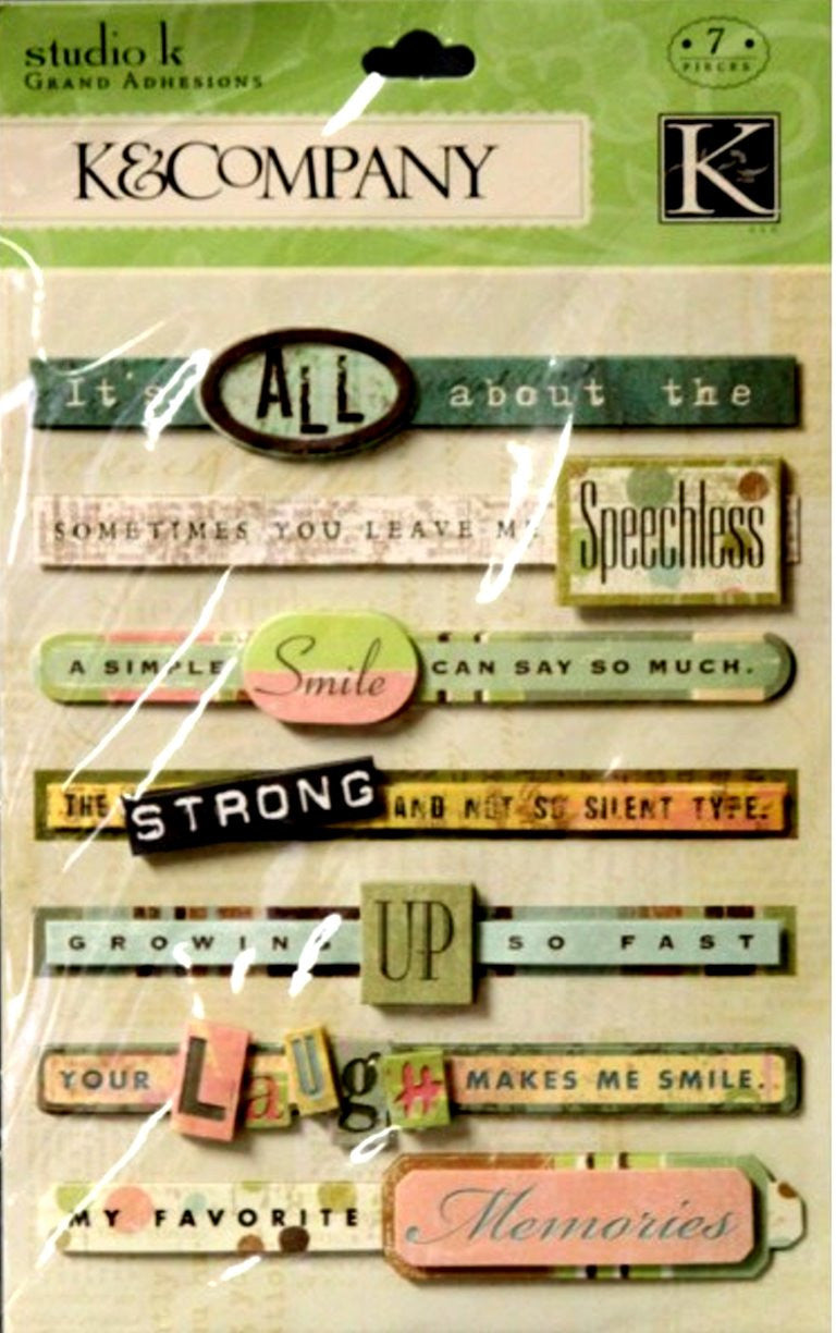 K & Company Studio K Sentiments Grand Adhesions Dimensional Stickers - SCRAPBOOKFARE