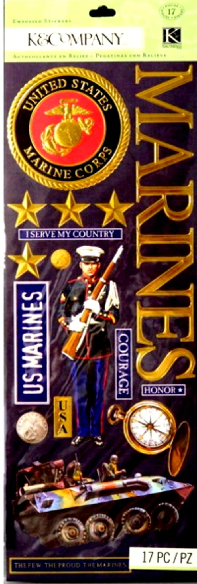 K & Company Marines Embossed Metallic Stickers - SCRAPBOOKFARE