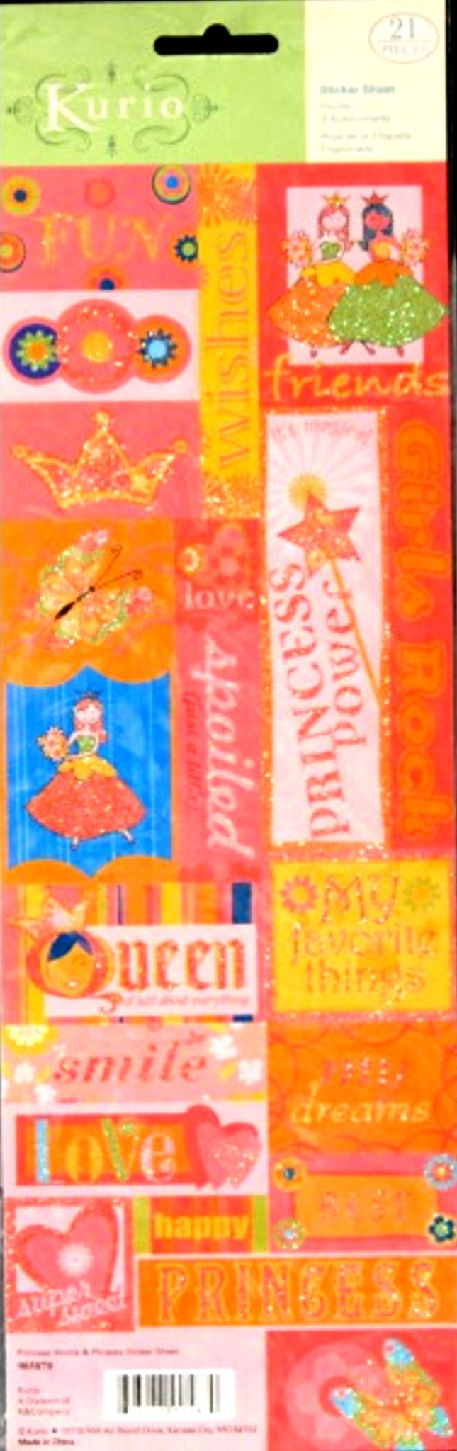 K & Company Kurio Princess Words & Phrases Glitter Stickers - SCRAPBOOKFARE