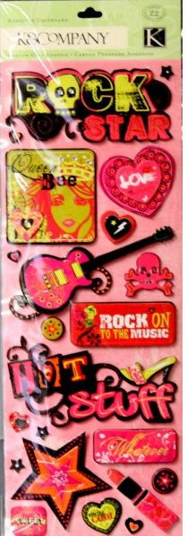 K & Company Rock Star Adhesive Chipboard Stickers Embellishments - SCRAPBOOKFARE