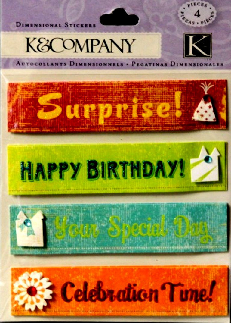 K & Company Party Phrases Dimensional Stickers - SCRAPBOOKFARE