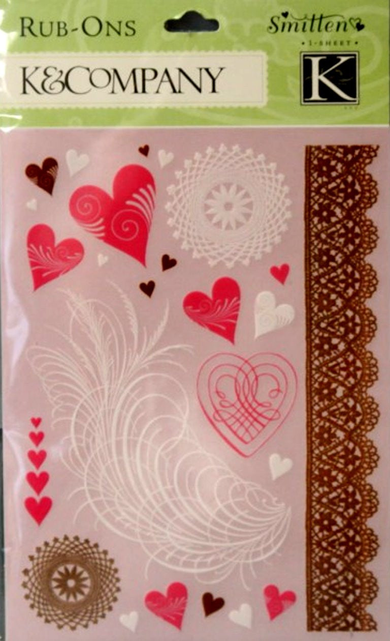 K & Company Smitten Ornamental Rub-ons Transfers - SCRAPBOOKFARE