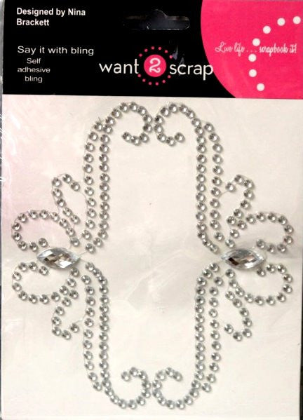 Spellbinders Want 2 Scrap Say it With Bling Diamond Rhinestone Self-Adhesive Bracket By Nina Brackett-Bella Embellishments