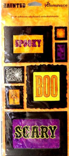 Reminisce Haunted Self-Adhesive Chipboard Embellishments Stickers - SCRAPBOOKFARE