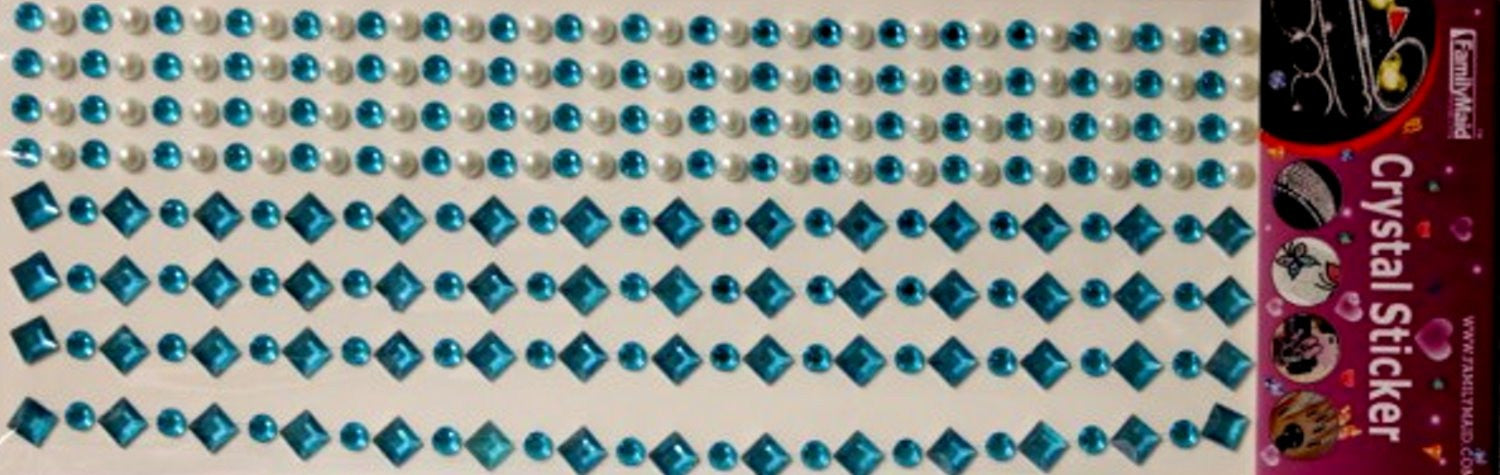 Family Maid Self-Adhesive Turquoise Crystals & Pearls Embellishments - SCRAPBOOKFARE