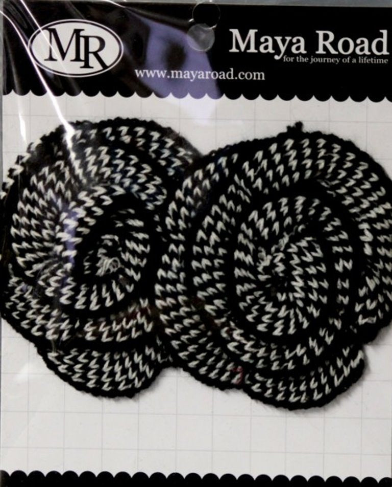 Maya Road Winter's Roses Houndstooth Licorice Embellishment Set - SCRAPBOOKFARE