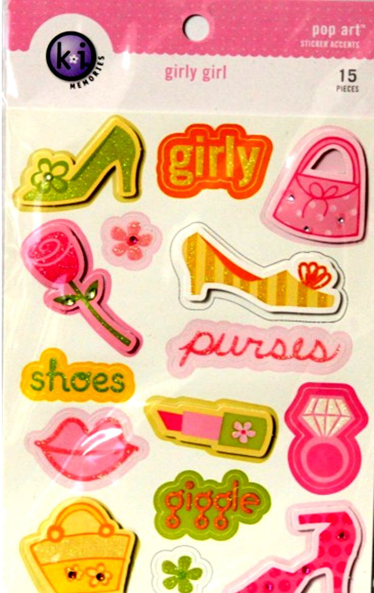 Ki Memories, Inc Girly Girl Icons Pop Art Dimensional Stickers - SCRAPBOOKFARE