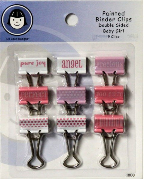 Li'l Davis Designs Painted Double Sided Baby Girl Binder Clips - SCRAPBOOKFARE