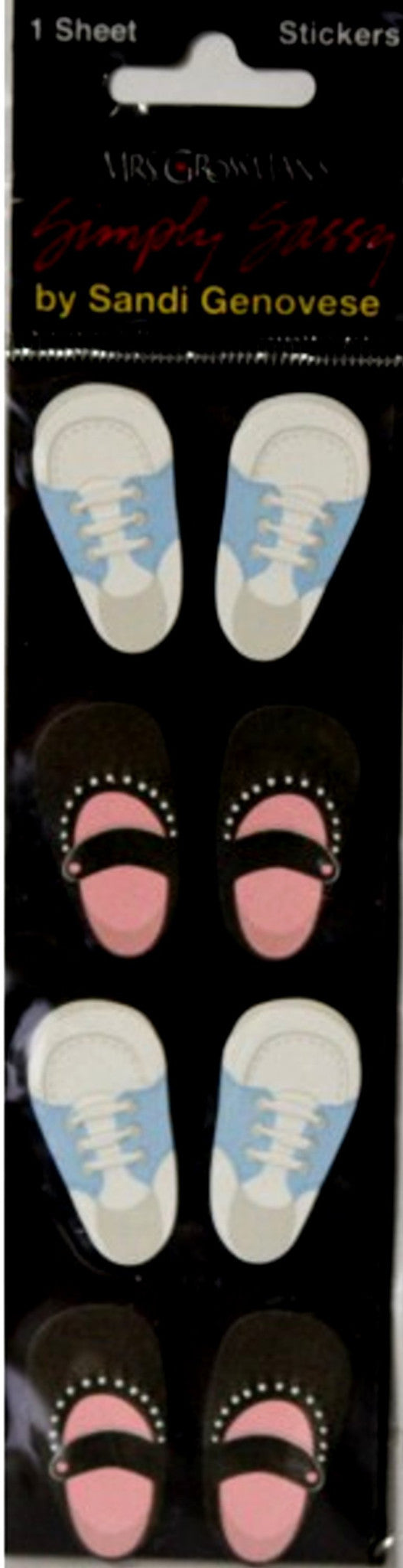 Mrs. Grossman's Sandi Genovese Simply Sassy Baby Shoes Embossed Stickers - SCRAPBOOKFARE