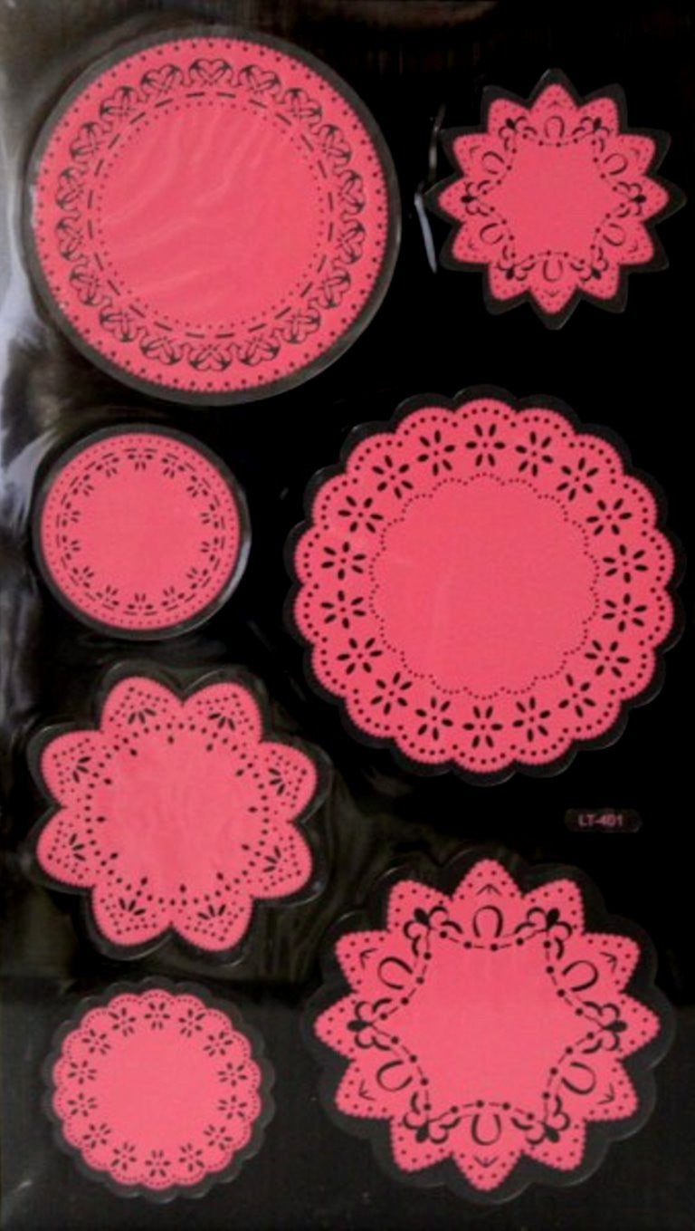 Special Moments Clear Pink Lace Doily Stickers