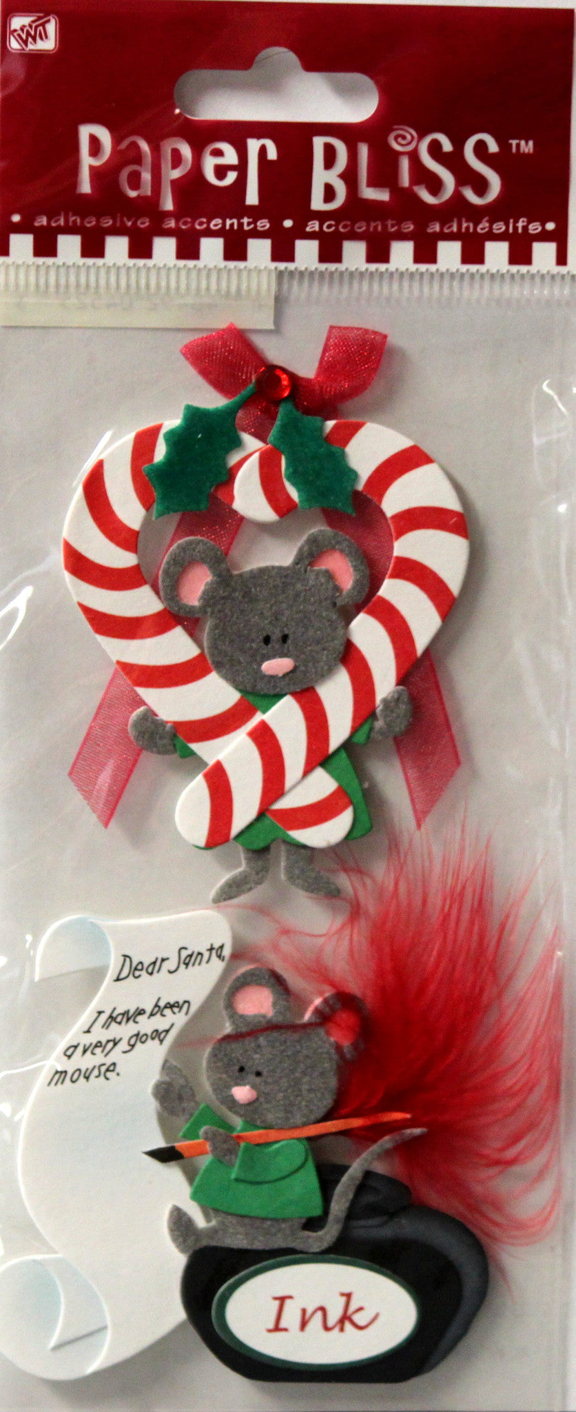 Paper Bliss Merry Christmouse 3-D Dimensional Scrapbook Stickers - SCRAPBOOKFARE