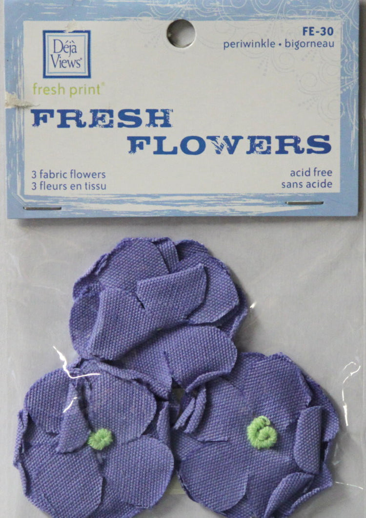 Deja Views Fresh Print Violet Blue Fabric Fresh Flowers Embellishments - SCRAPBOOKFARE