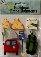 Nicole Handmade Road Trip Dimensional Scrapbook Stickers Embellishments