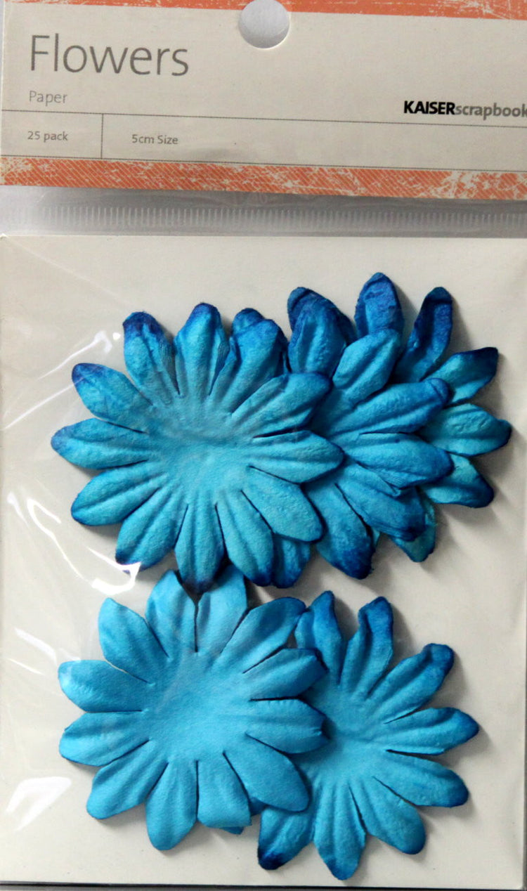 KaiserCraft Blue Paper Flowers Embellishments - SCRAPBOOKFARE