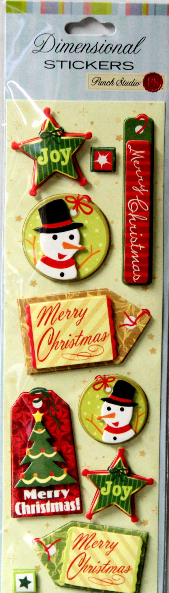 Punch Studio Christmas Holiday Greeting Tags Dimensional Stickers - SCRAPBOOKFARE