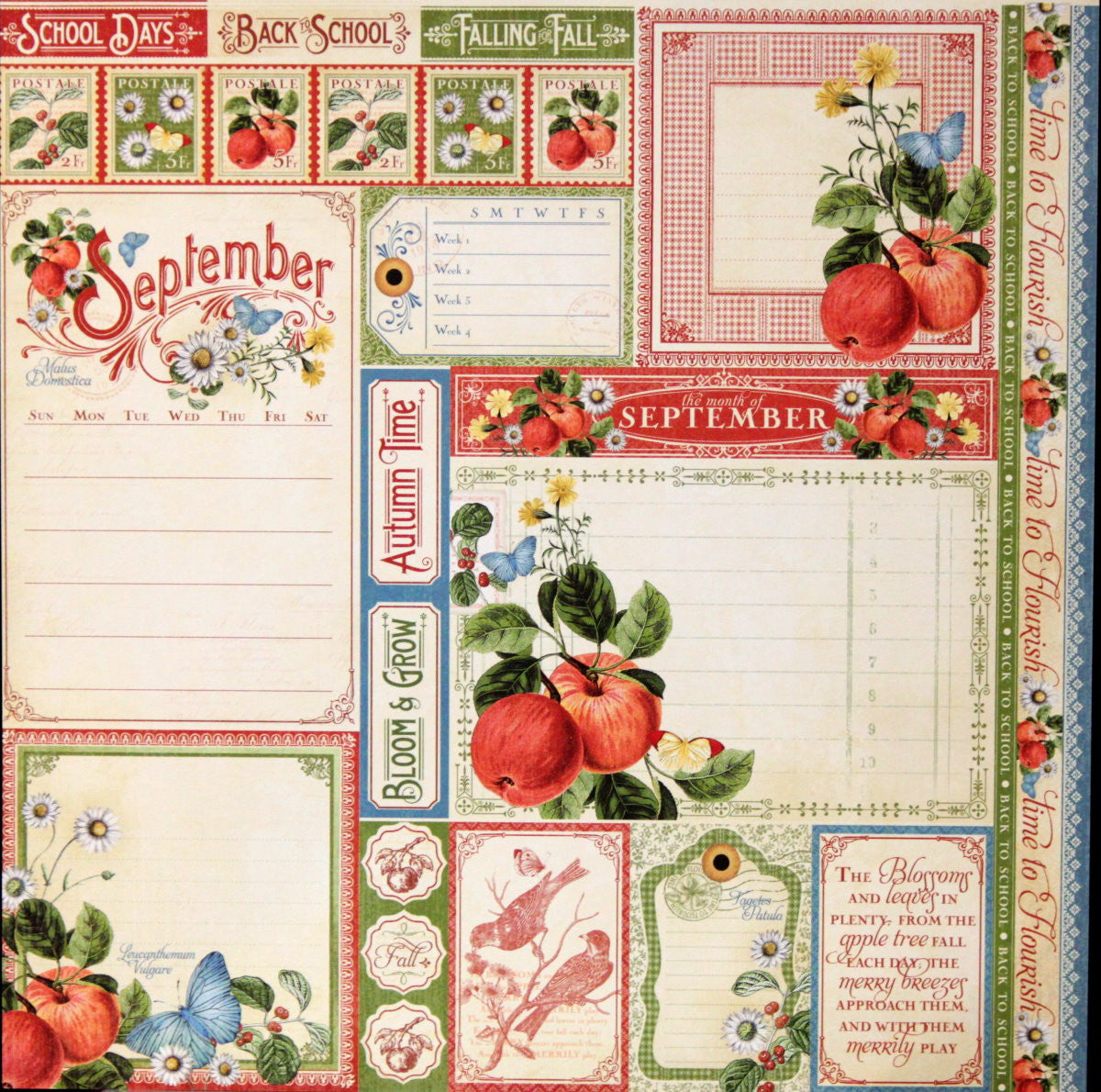 Graphic 45 Time To Flourish Collection 12 x 12 September Cut-Apart Embellishments - SCRAPBOOKFARE