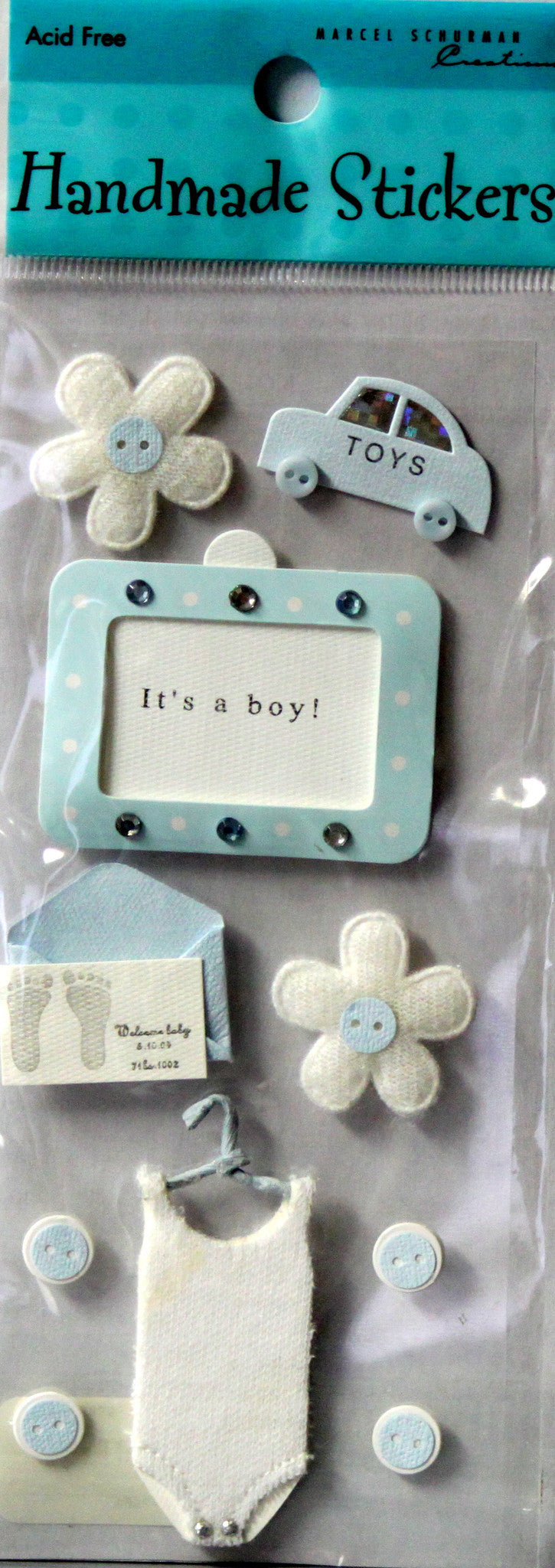 Marcel Schurman Creations Handmade It's A Boy 3-D Dimensional Scrapbook Stickers - SCRAPBOOKFARE