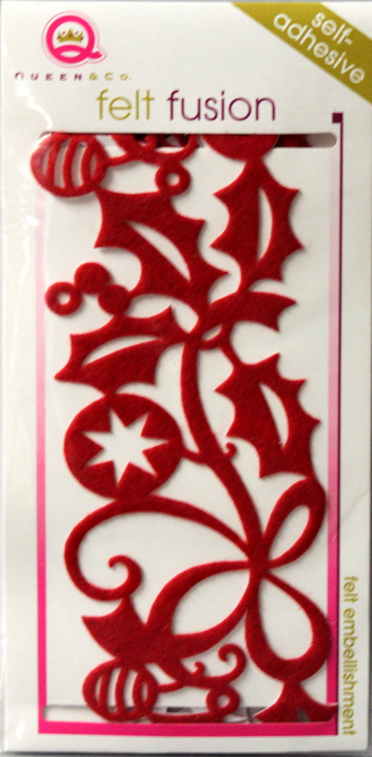 Queen & Company Felt Fusion Christmas Red Self-Adhesive Felt Embellishment - SCRAPBOOKFARE