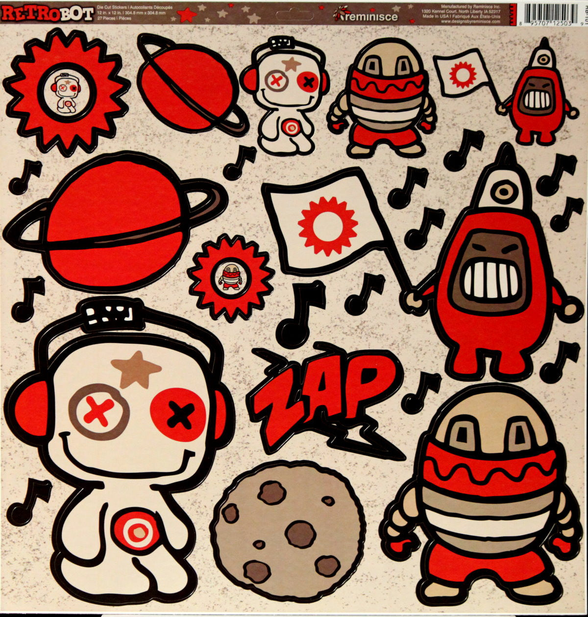 Reminisce Retrobot Self-Adhesive Diecut Stickers - SCRAPBOOKFARE