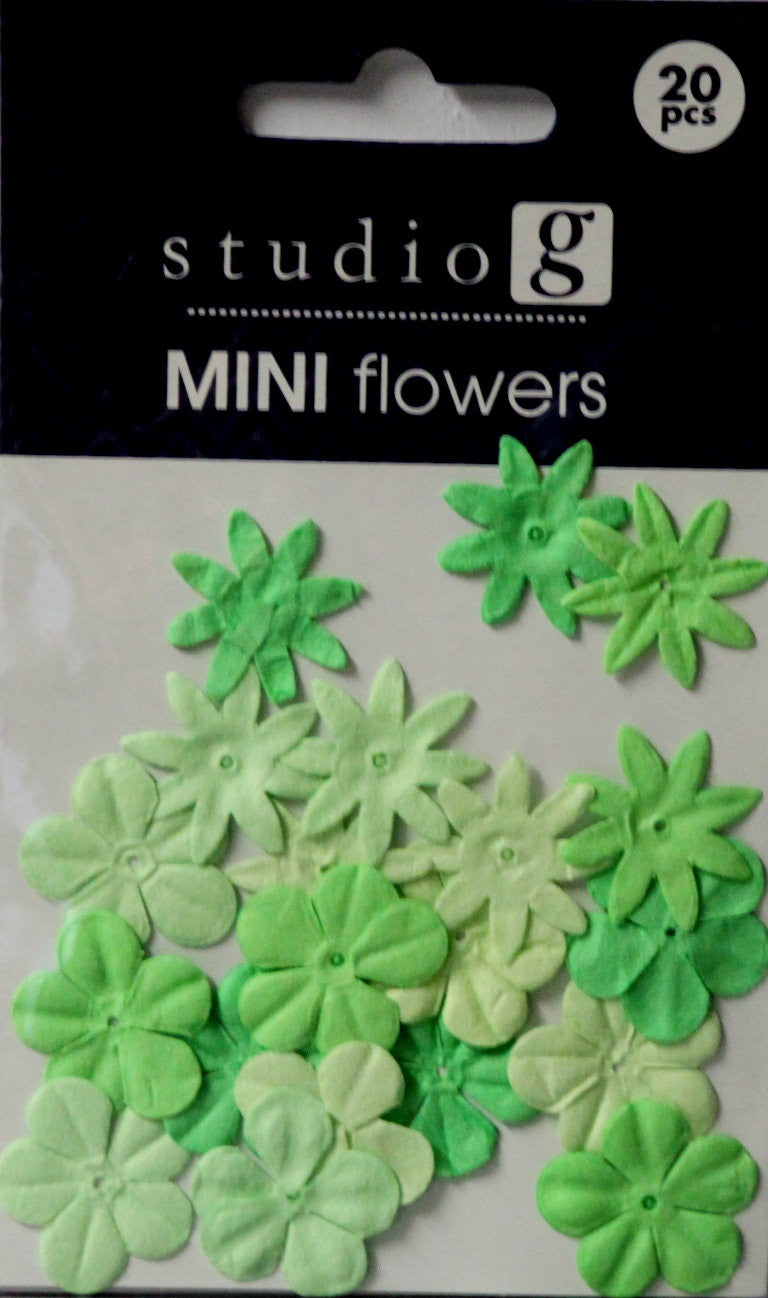 Studio G Shades of Green Mini Paper Flowers Embellishments