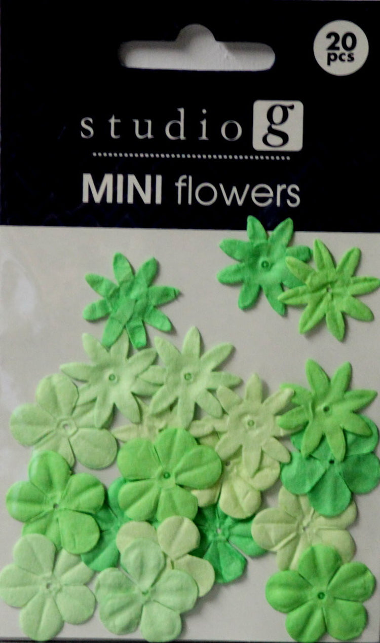 Studio G Shades of Green Mini Paper Flowers Embellishments