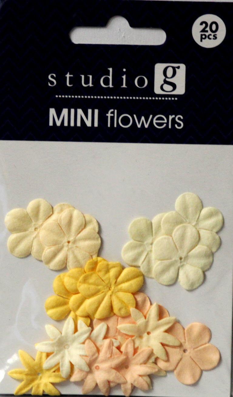 Studio G Shades of Yellow & Peach Mini Paper Flowers Embellishments