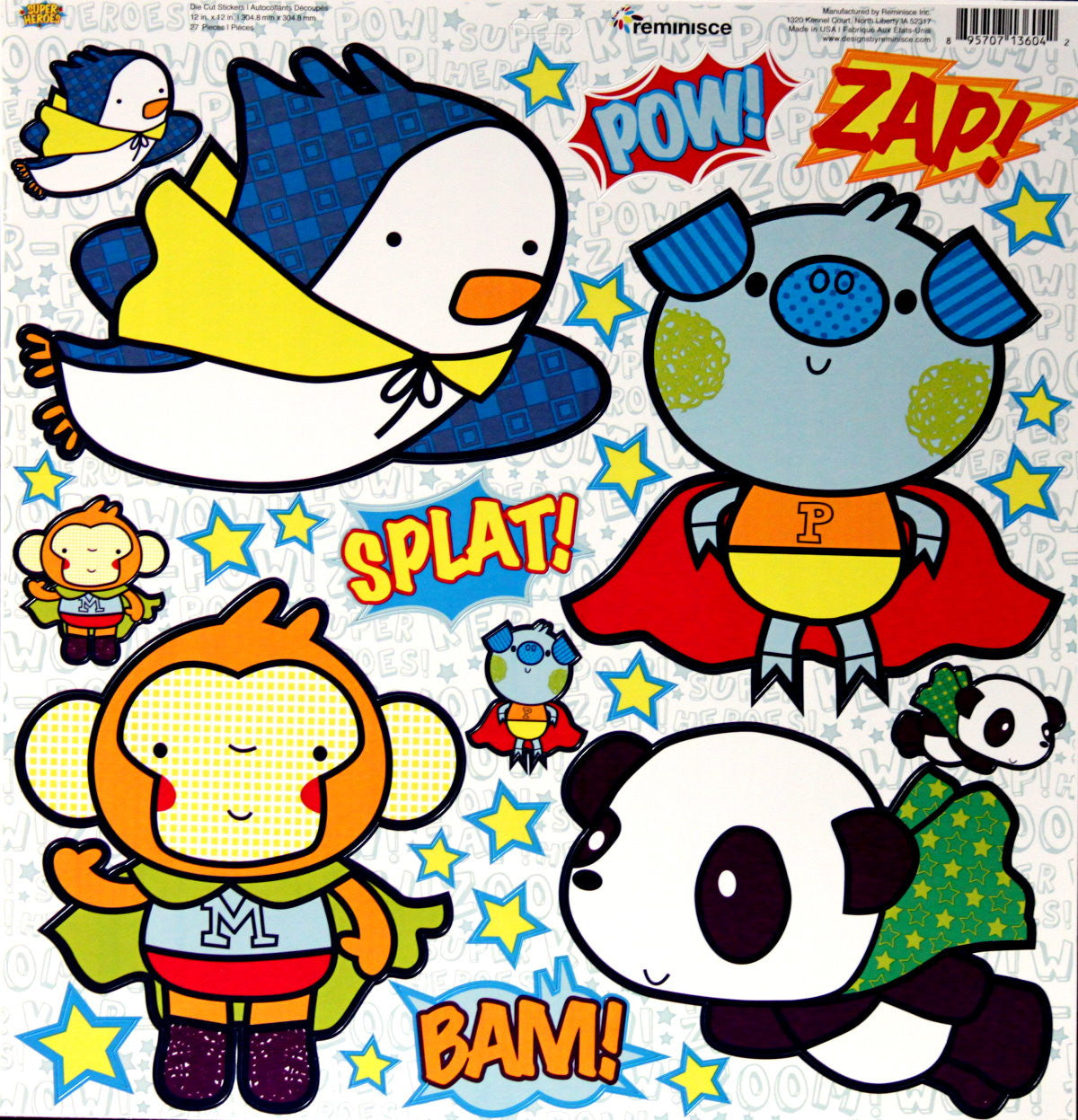 Reminisce Super Heros Self-Adhesive Diecut Stickers - SCRAPBOOKFARE