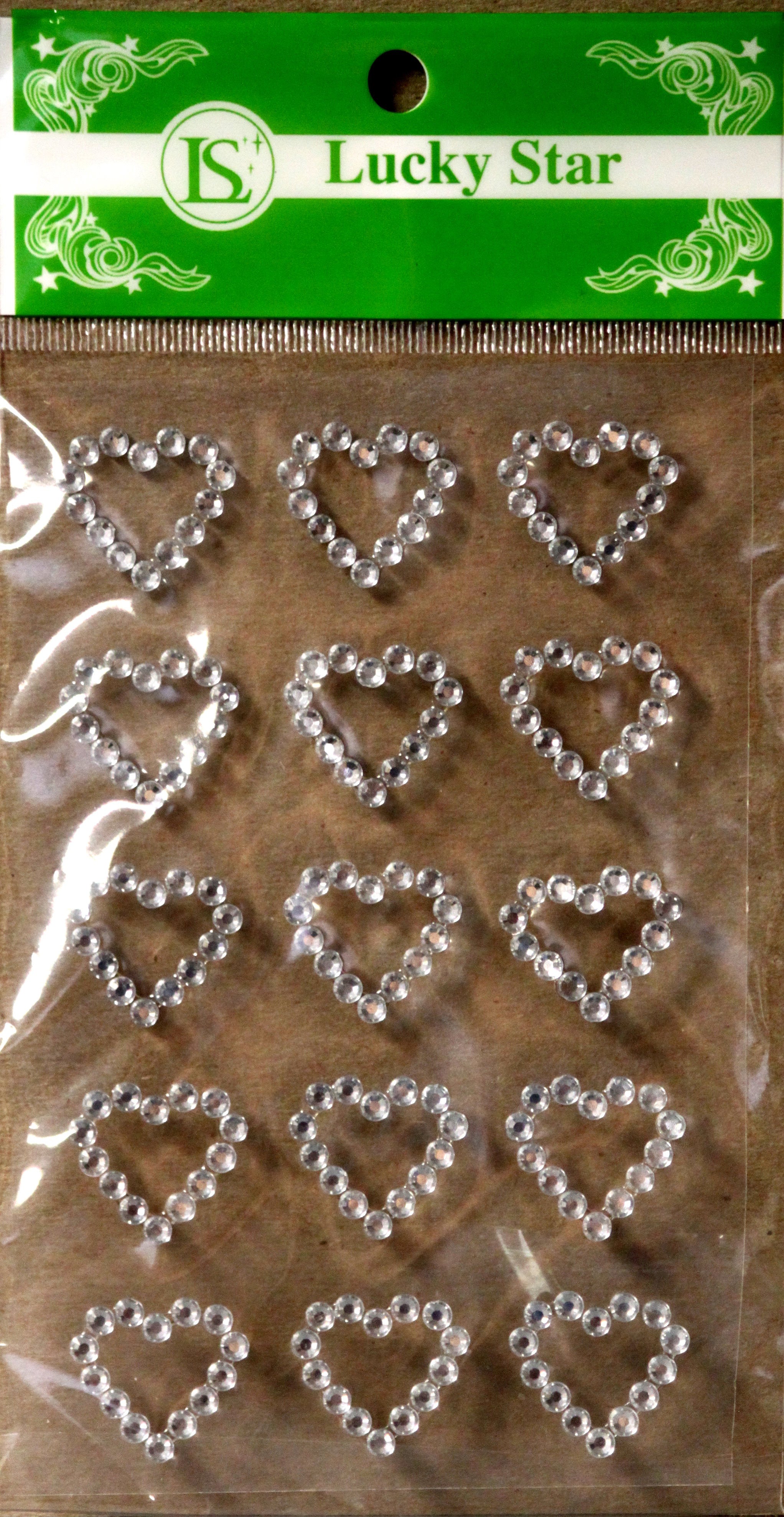 Lucky Star Self-Adhesive Clear Diamond Rhinestone Hearts Embellishments