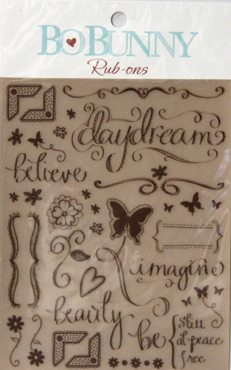 BoBunny Daydream Brown Rub-ons Embellishments - SCRAPBOOKFARE