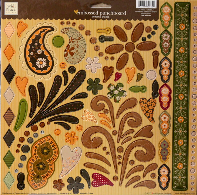 Heidi Grace Harvest Row Embossed Punchboard Adhesive Shapes