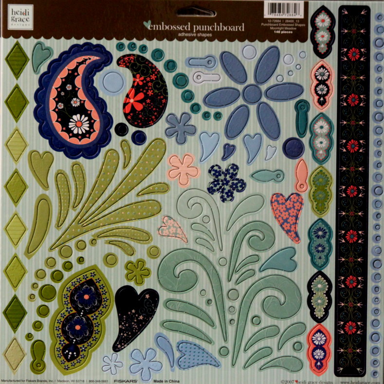 Heidi Grace Moonlight Meadow Adhesive Embossed Punchboard Shapes