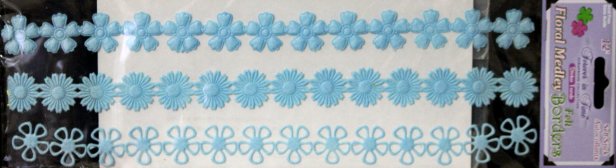 Forever In Time Pale Blue Floral Medley Felt Borders Stickers - SCRAPBOOKFARE