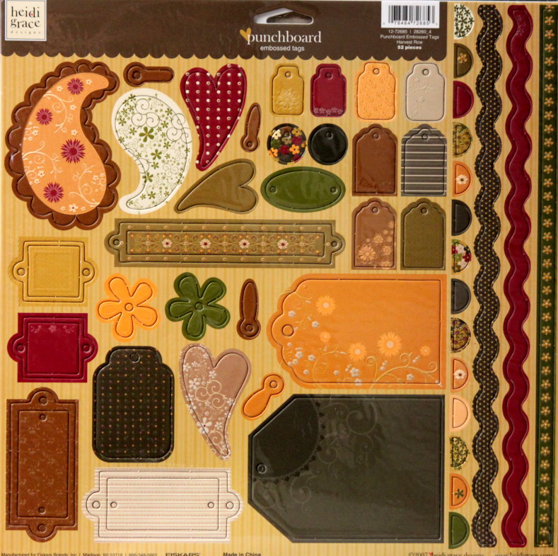 Heidi Grace Harvest Row Embossed Punchboard Tags